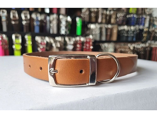 London Tan - Leather Dog Collar - Size L