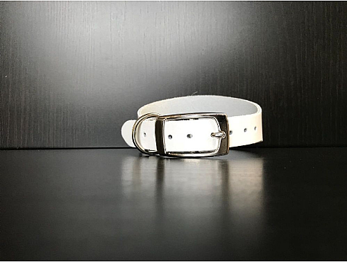 White - Leather Dog Collar - Size S