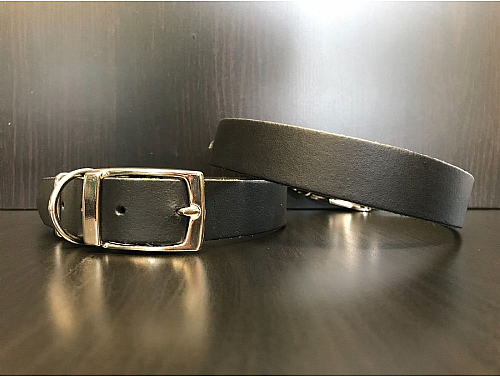 Black - Leather Dog Collar - Size M