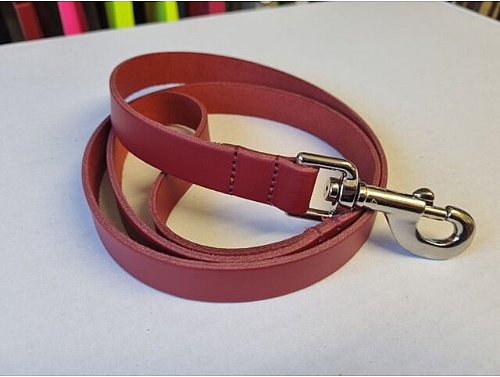 Wine Red - Real Leather Dog Lead - 110cm