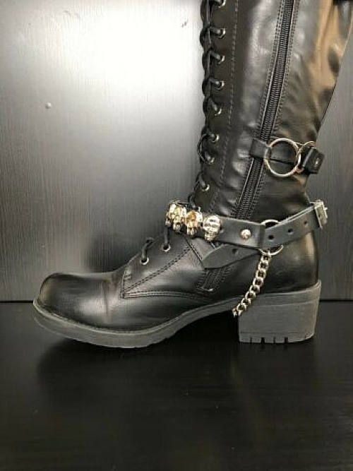 Boot Strap - Black - Skull